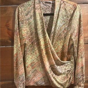 Liz Claiborne Elegant Multicolor Drape Blouse